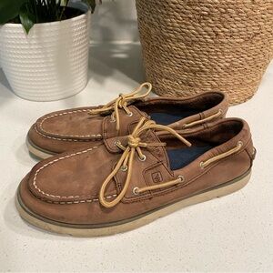Sperry Leeward Top Siders Brown Boat Deck Shoes Lace Up Boy’s 6m/ Women’s 7.5